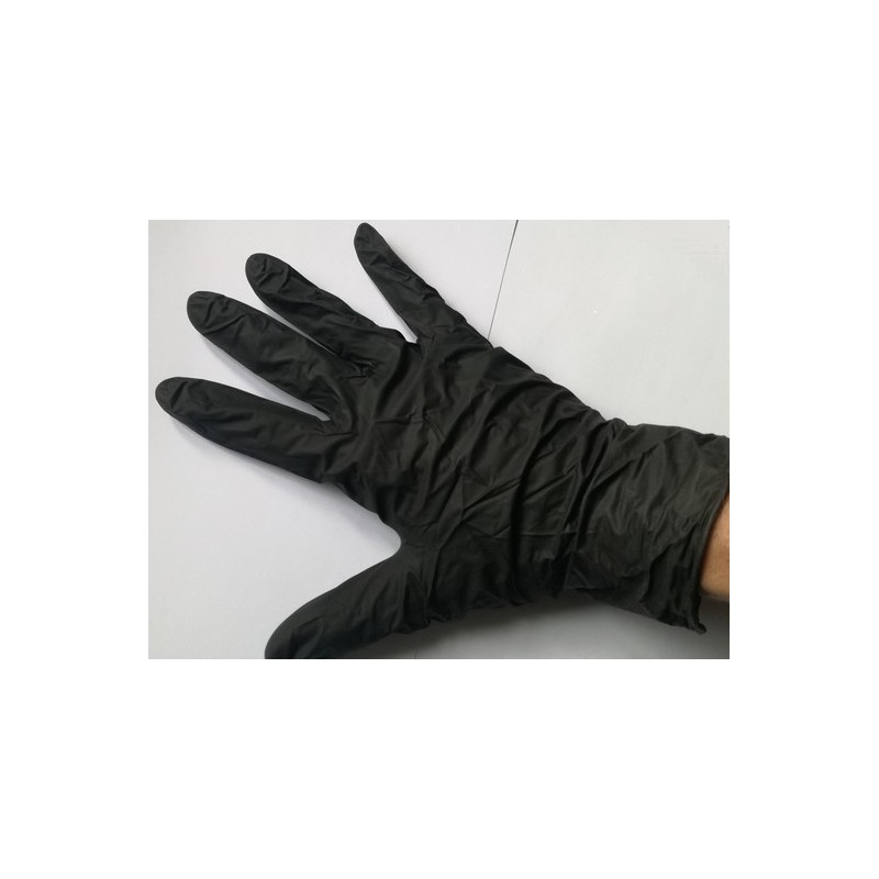 Gants jetable nitrile noir non poudré T9/10 par 100