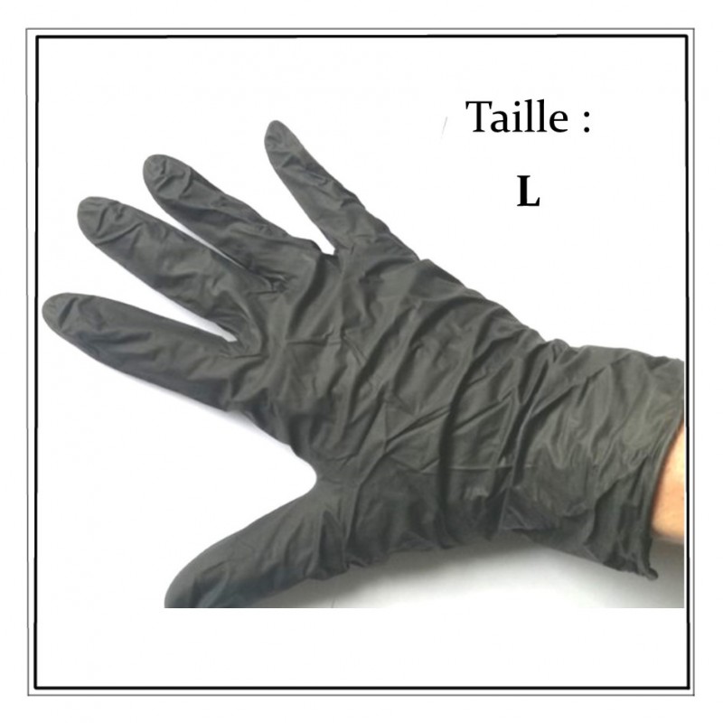 Gants Nitrile Noir Flash Black Taille M - 7/8 Non Poudrés Boite de 100