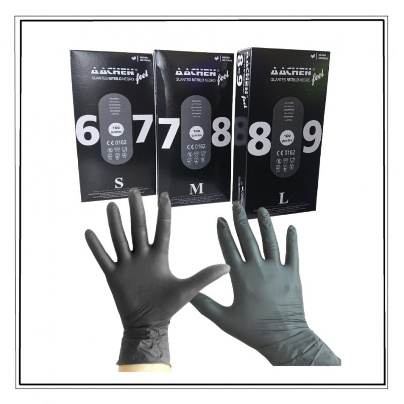 100 Gants Nitrile Noir Jetables