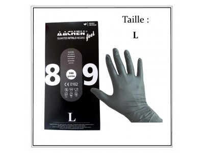 Boite de 100 Gants Nitrile NOIR Non Poudrés résistants Taille L