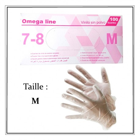 Boite de 100 gants Vinyle transparent non poudré T.L (8/9) - PROTEC