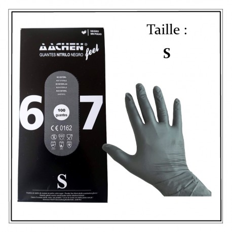 Boite de 100 Gants Nitrile NOIR Non Poudrés résistants Taille S