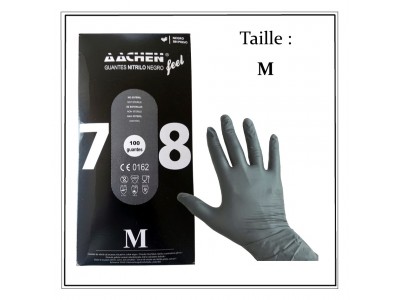 Boite de 100 Gants Nitrile NOIR Non Poudrés résistants Taille M