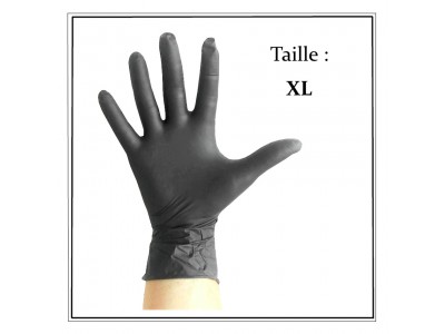 Boite de 100 Gants Nitrile NOIR Non Poudrés résistants Taille XL