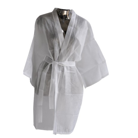 peignoir jetable blanc, kimono non tissé à usage unique